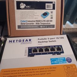 Prosafe 5 Port 10/100 Switch And Cyber X Industrial Rs232 To Rs422