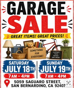 Huge yard sale this weekend. Saturday and Sunday