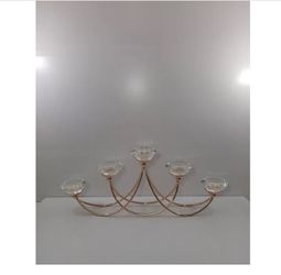 Gold Candlebra Crystal 5 Tier Tealight Holder Centerpiece