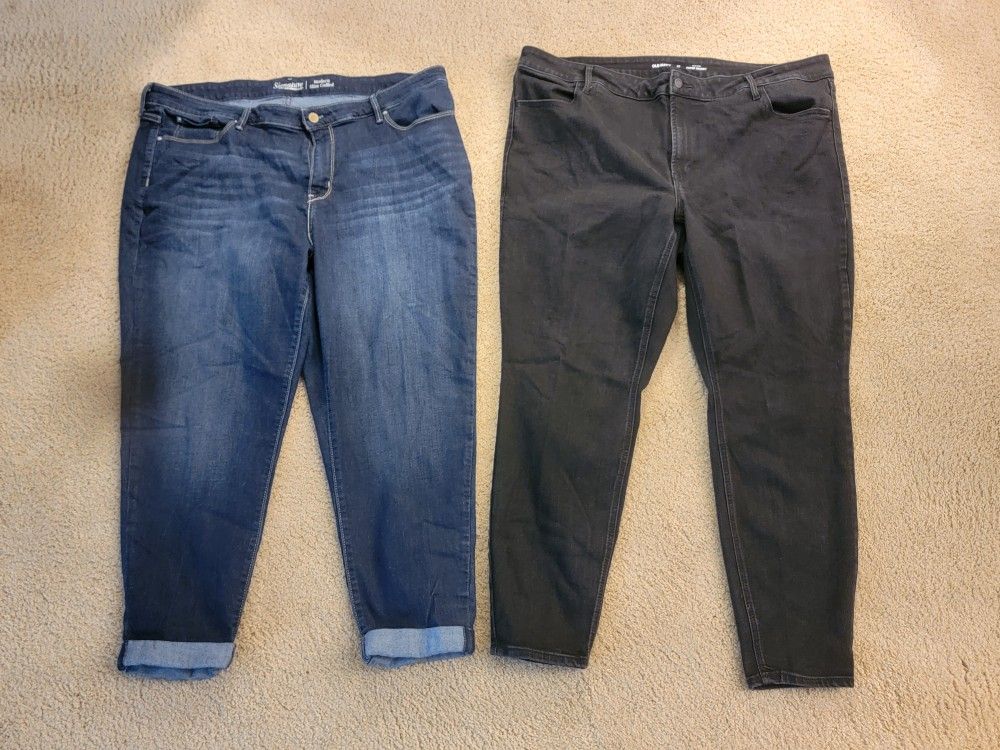 Mixed Lot Of Women's Skinny Jeans - Size 22 - 2 Pairs - Various Brands