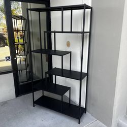 New In Box 40x13x73 Inches Tall All Metal Black Color Display Shelf Home Decor Bookshelf Rack Organizer Staging Furniture 