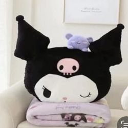 Kuromi Plushie Pillow With Blanket Inside $25