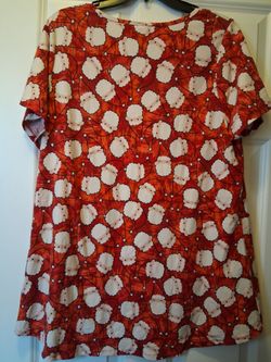 Red Short Sleeve Top with Santa Print