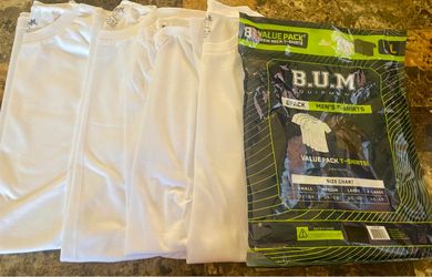B.U.M Equipment 4 Pack Men's White Crew Neck T-Shirts