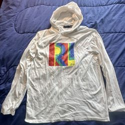 Polo Ralph Lauren Mens XL White Graphic Jersey Hooded Pullover Hoodie