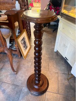 Antique, beautiful spiral wood mahogany plant stand