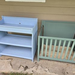 Crib And Changing Table,  Wood