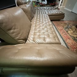 Elite Italian Leather Sectional Sofa + Chaise Lounge