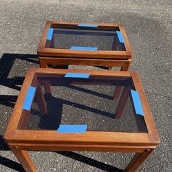 2 Scandinavian Design MCM teak end tables made in Denmark KTN