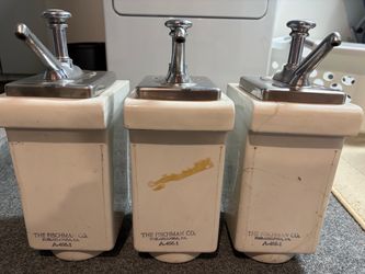 Vintage The Fischman Co. A-466-1 Soda Fountain Syrup Dispensers - Set of 3