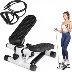 New In Box Stair Stepper for Exercise with Resistance Band Hydraulic Fitness Home Workout Equipment 330lbs Weight Capacity 