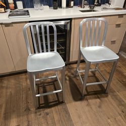 Crate and Barrel Delta Aluminum Stools (2)