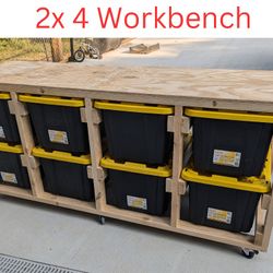 Storage Bin Rack Work Benches. 