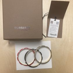 Burberry Women's Red, Black, and Gold Bangle Set