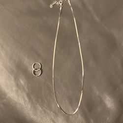 S925 Necklace & Mini Hoop Earrings 