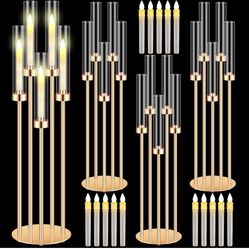 4 Set 5 Arm Gold Candelabra Centerpieces for Tables