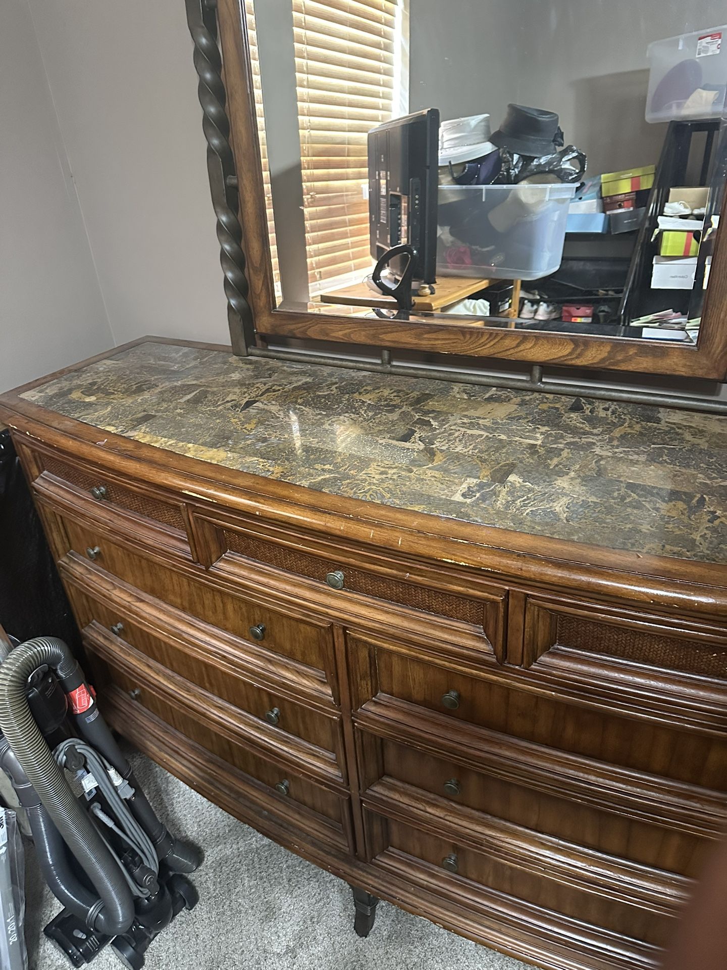Wood Dresser With Mirror