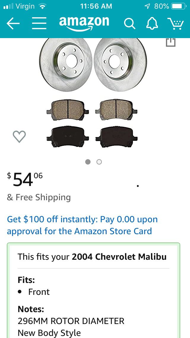 Rotors and pads for 2004 Chevy Malibu LS