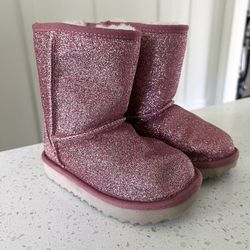 UGG Classic Short Glitter Sparkle Pink Boots Kids Little Girls 9