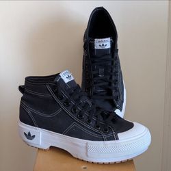 Adidas Originals Nizza Trek platform black and white high top sneakers Size US 7.5