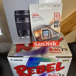 Canon Rebel T3 Digital Camera Set NIB + Lens+ Card