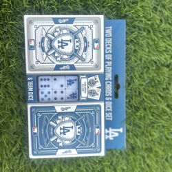 La Dodgers Deck Of Cards With Dice Set New