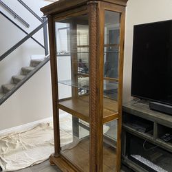 Wood Curio Cabinet With Glass 