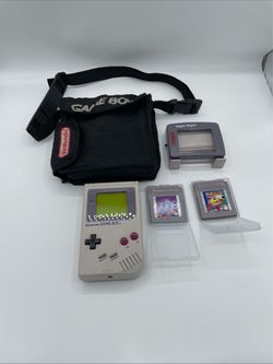 Nintendo Game Boy Original DMG-01 Gray Bundle, 2 Games, Bag & Tengen Night Sight