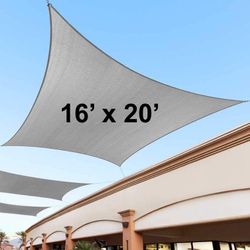 $50 (Brand New) Rectangle 16x20’ XL Sun Shade Sail Outdoor Canopy Top Cover 175gsm w/ Ropes (Beige, Gray, Black)