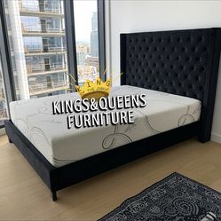 NEW QUEEN BED FRAME WITH MATTRESS
