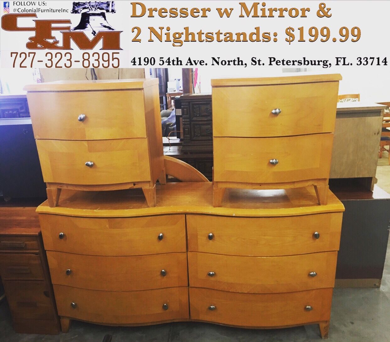 Dresser w/ Mirror & 2 Nightstands ONLY $199.99 (WE DELIVER)
