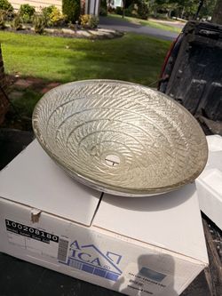 Brand New Sanibel Sunset Glass Vessel Sink 16x16