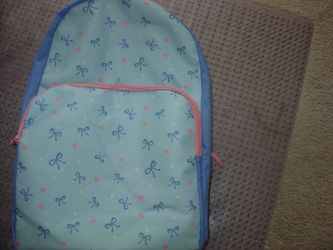 NEW 17 INCH BEAUTIFUL BOWS PRINT BACKPACK BACK TO SCHOOL BLUE