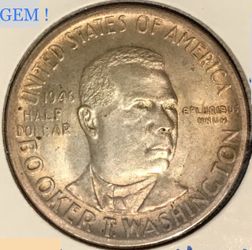 RARE GEM NATURAL 1946 GOLD TONED SILVER BOOKER T WASHINGTON COMMEMORATIVE  HALF DOLLAR