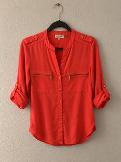 Calvin Klein coral blouse w zipper accents - size S