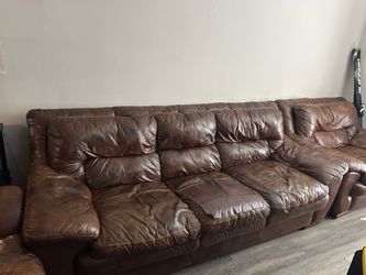 Dark Brown loveseat, single, and 3 seater couch