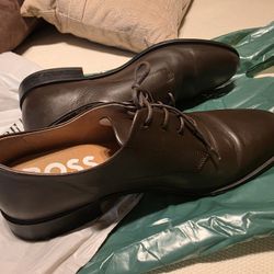 Hugo Boss Brown Leather Lace Up Shoes Men Size 9