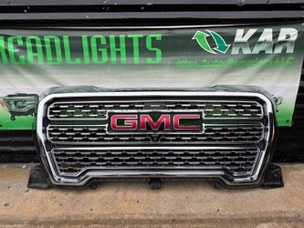 2019–2021 GMC Sierra 1500 chrome and black Denali front grille with a red GMC letter emblem