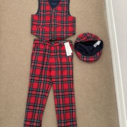 Boys Plaid Holiday Outfit – 3-Piece Set (Brand New with Tags)