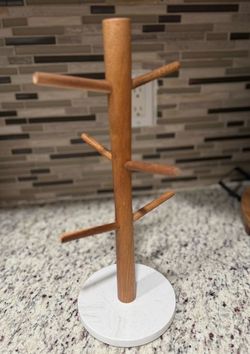 Wood and Marble Mug Tree Stand