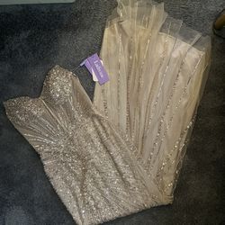 New Fringed Long Beaded Prom Dress: Ladivine CC324
