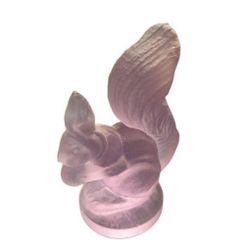 🐿️ R. Lalique France Frosted Pink Squirrel Seal – Signed Art Glass – 3”