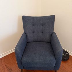 Blue Self Pushback Recliner 