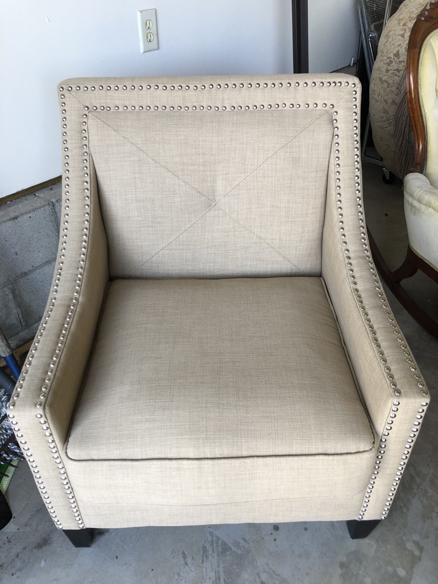 Large Masculine Chair With Nailheads On Front