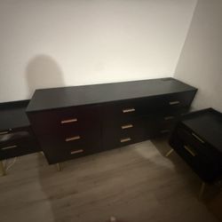 Modern Black & Gold 6-Drawer Dresser (Spacious & Stylish)