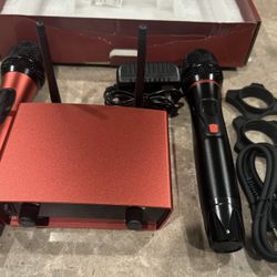 Wireless Microphone System for Karaoke Singing - Dual Wireless Mics, Handheld Dynamic Microphones, Adjustable UHF Channels, Auto Scan, 275ft Range, Mi