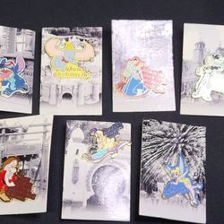 7 Disney Parks Collector Pins On Cards