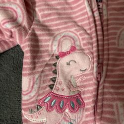 Dinosaur Baby Girl Zip Up Sleeper Pjs 