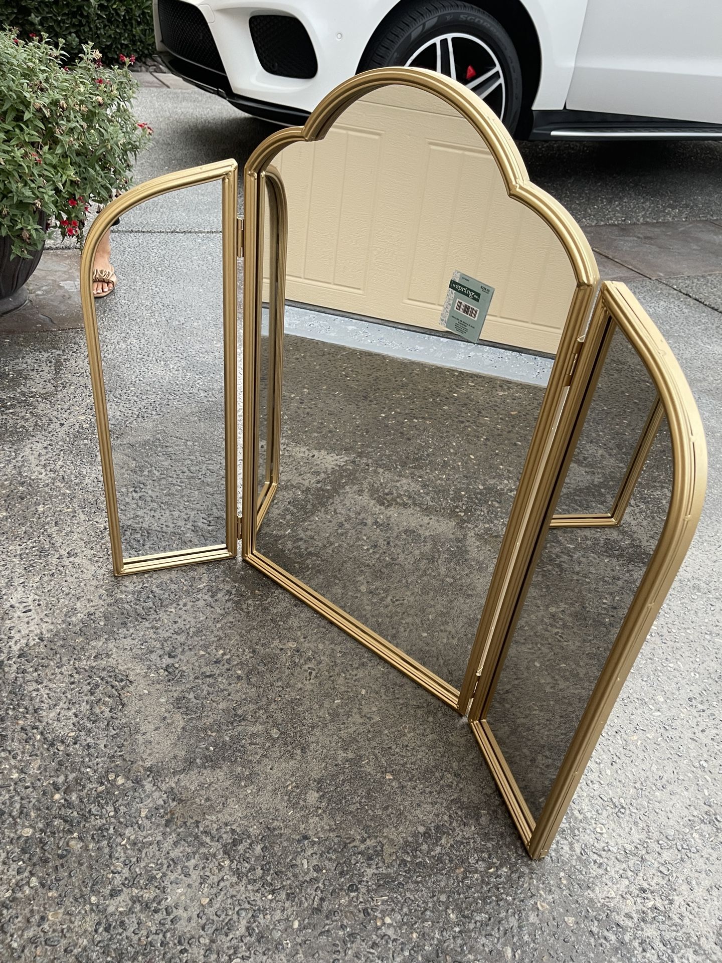 Beautiful Gold Tri-Fold Mirror
