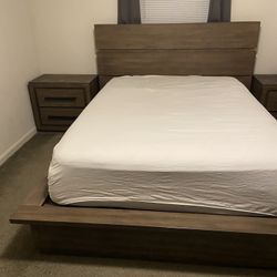 Modern Rustic Wood Bed Frame Like New Condition